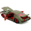 1972 Pontiac Firebird #9 Green Camouflage Flames with Graphics and Red Interior "Bigtime Muscle" 1/24 Diecast Model Car by Jada - 4 of 4