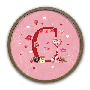 Creative Products Valentine Things Monogram Round Brown Framed Print - 1 of 4