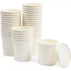 Juvale 36 Pack 16 oz Disposable Soup Containers+Lids, Take Out Cups, Hot/Cold Food to Go, Ice Cream, White