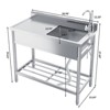 Commercial Stainless Steel Utility Sink - Heavy Duty w/Faucet & Storage for Kitchen/Garage/Workshop - 3 of 4