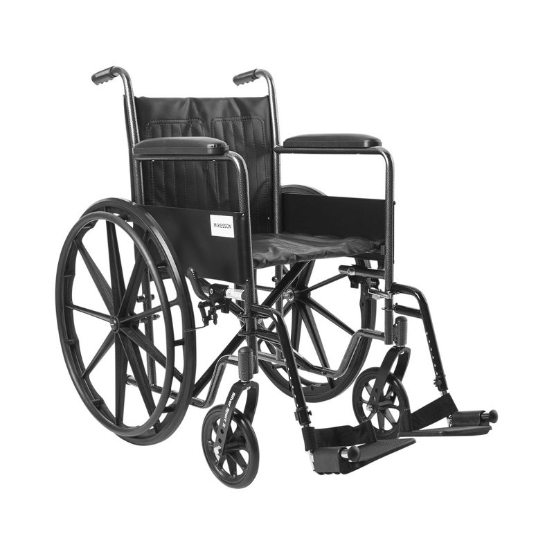 McKesson Wheelchair Steel 18"W x 16"D Swing-Away Footrest 146-SSP218FA-SF, 1 of 4