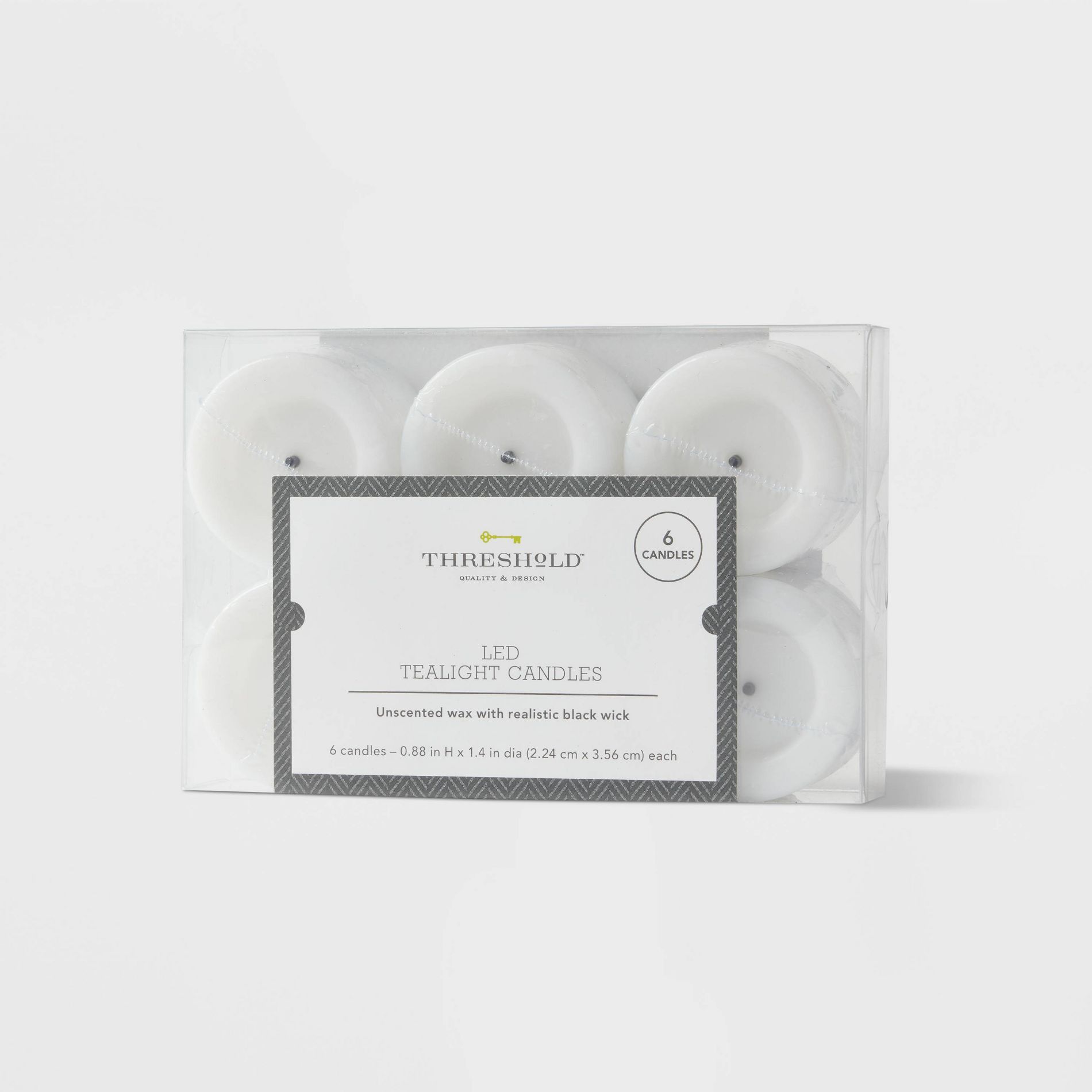 6pk LED Tealight Flameless Black Wick Candles White - Threshold™: Battery-Operated, Wax & Plastic
