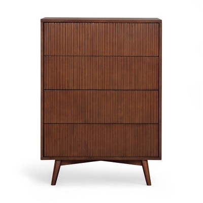 Tremolo  Modern Boho 4-Drawer Dresser with Solid Wood & Contemporary Fluted Fronts - Teamson Home
