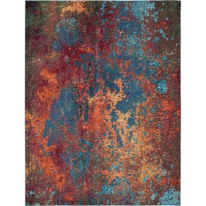 Blue and Orange Abstract Power Loom Area Rug - 1 of 4