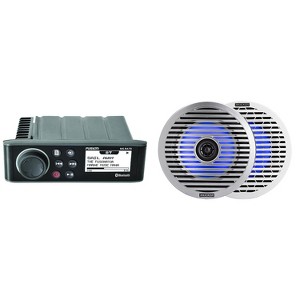 Fusion Entertainment MS-RA70 Marine Entertainment System with Bluetooth w/ 51KM614FL 6.5-Inch (165mm) Thin-Mount Marine Coaxial Speakers with RGB L... - 1 of 4