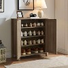 ORRD Dark Taupe Shoe Cabinet - 2-Door Slat Style w/Metal Knobs, 4 Shelves, Entryway Storage - 4 of 4
