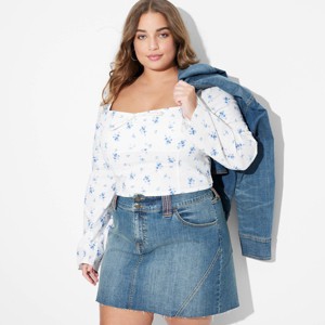 Women's Moto Micro Mini Denim Skirt - Wild Fable™ Medium Wash - 1 of 3