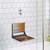 Home Aesthetics 18" ADA Compliant Folding Teak Wood Shower Bench Seat Medical Wall Mount Black - 2 of 4