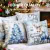 Christmas Throw Pillow Covers 18x18 Set of 4,Merry Christmas Tree Reindeer Sleigh Snowman Blue and White Xmas - 2 of 3