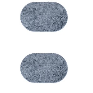 REGALWOVEN Rubber Back Soft Non-Slip Washable Oval Shape Plush Bath Mat 2 Pcs - 1 of 4