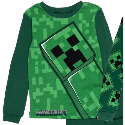 Minecraft Little/Big Boys' 4-Piece Creeper Cotton Pajama Set