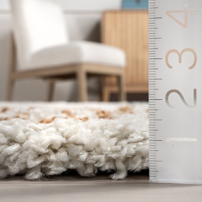 Grecia Beige and Blue Abstract 4' x 6' Shag Area Rug