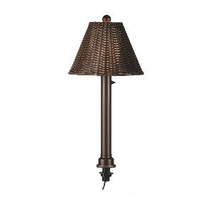 Patio Living Concepts Umbrella Table Lamp 17777 with 2 bronze tube body and walnut all-weather wicker shade - 1 of 1