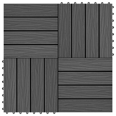 vidaXL 11 pcs Decking Tiles Deep Embossed WPC 11.8"x11.8" 1 sqm Black