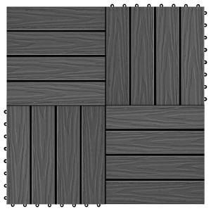 vidaXL 11 pcs Decking Tiles Deep Embossed WPC 11.8"x11.8" 1 sqm Black - 1 of 4