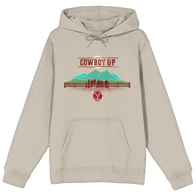 Yellowstone Cowboy Up Long Sleeve Natural Adult Hooded Sweatshirt