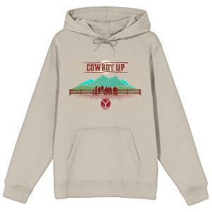 Yellowstone Cowboy Up Long Sleeve Natural Adult Hooded Sweatshirt - 1 of 3