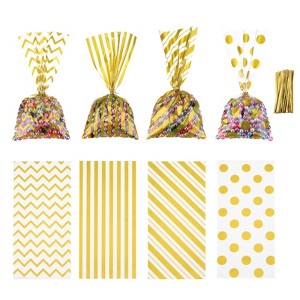 Unique Bargains 4 Patterns Cookie Candy Popcorn Treat Bags with Ribbon 200 Pcs - 1 of 4
