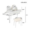 Corner Makeup Vanity Desk with Tri-Fold Rotating LED Mirror, Large Storage & Stool, Adjustable Brightness Dressing Table for Bedroom - 3 of 4