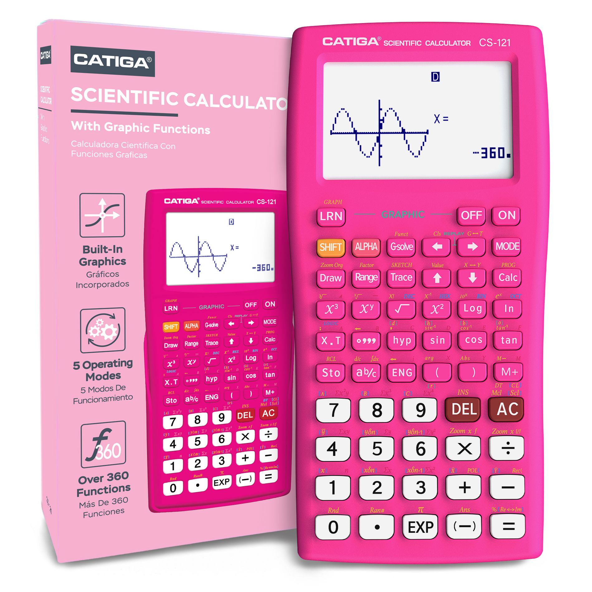 CATIGA Scientific Graphing Calculator, 360 Functions, Large Display, Graphing & Advanced Math for Students and Beginners