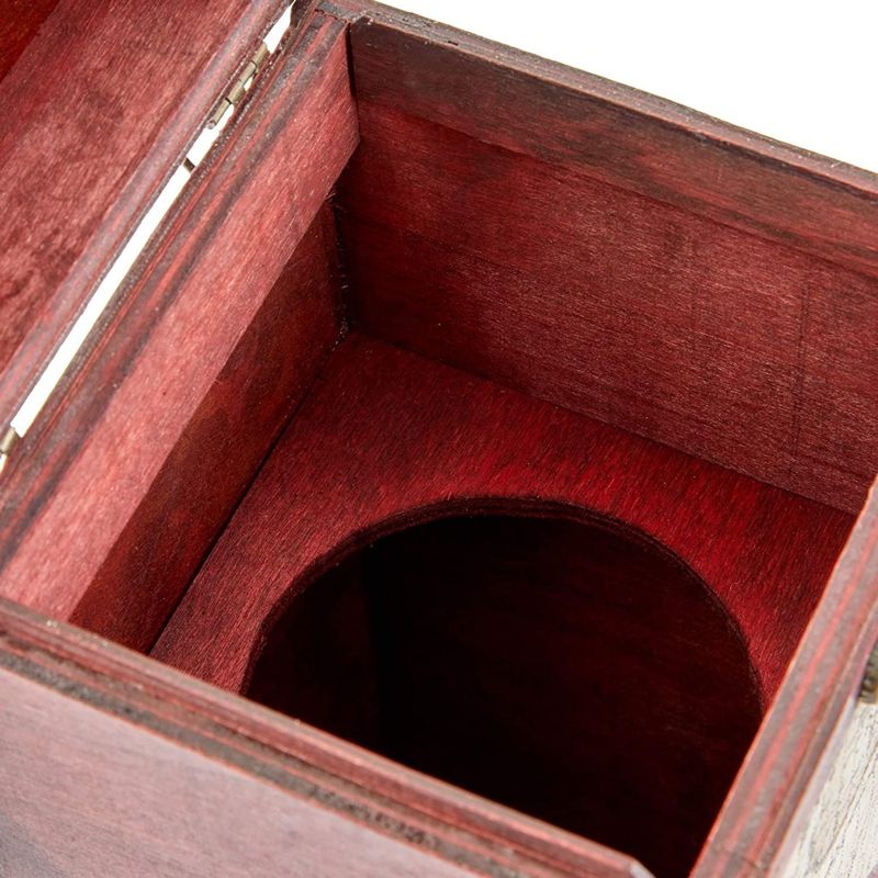 Okuna Outpost Single Wooden Wine Box Bottle Holder World Map Treasure Chest Gift Box Storage Bar Accessory, 3 of 6