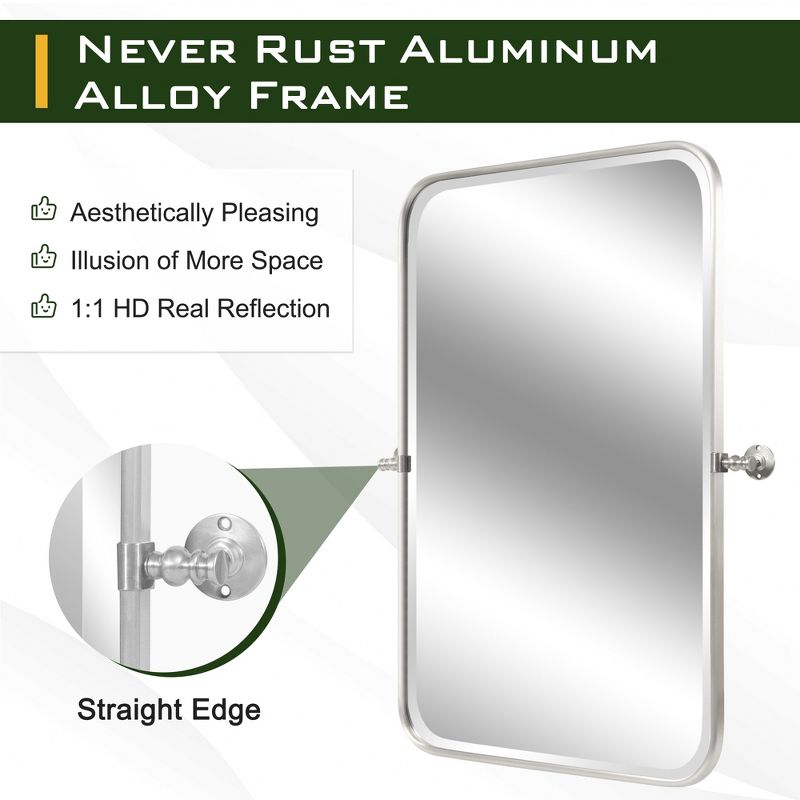 Neutypechic Metal Frame Rectangle Mirror Pivot Bathroom Vanity Mirror, 2 of 7