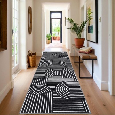 Modern Rug Runners for Hallways, Abstract Kitchen Runner Rugs Non Slip Bath Runner, Rainbow Washable Runners Rug