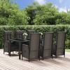 vidaXL 7-Piece Outdoor Patio Dining Set - Modern Poly Rattan Recliner Chairs with Cushions and Tempered Glass Tabletop - 2 of 4