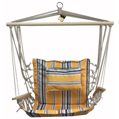 Hanging Hammock Chair with Wooden Arms - Yellow - Backyard Expressions