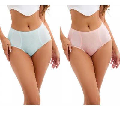 INSPIRE CHIC 2 Pcs Women's High-Waisted Underwear Briefs High Elastic Breathable Underpants