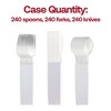 Smarty Had A Party Silver w/ White Handle Moderno Plastic Cutlery Set - 240 Guests - 3 of 4