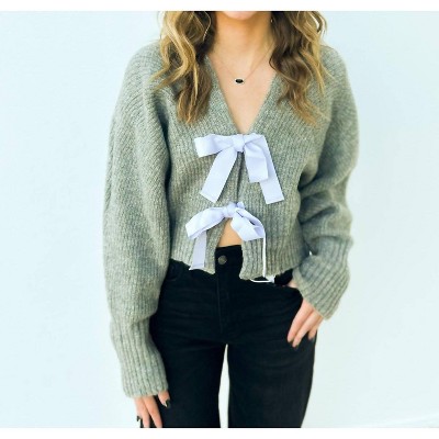 Women's Just Can't Say Bow Cardigan - &merci
