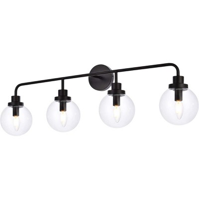 Hanson 4-Light Black and Clear Glass Bath Sconce