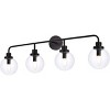 Elegant Lighting Hanson 4 lights bath sconce in black with clear shade - 3 of 4
