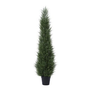 Faux 3-5FT Cypress Topiary Trees for Outdoors, Fake Cedar Plants for Home Decor Office Living Room Porch Patio Perfect Housewarming Gift - 1 of 4