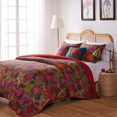 Greenland Home Fashion Jewel Quilt & Sham Bonus Set 4-Piece, Multicolor - Twin