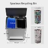 Kitchen Stainless Steel Trash Can, 16 Gallon/ 60L Dual Compartment Garbage Can with Soft Close Lid, Step On Waste Bin for Living Room, Office, Silver - 2 of 4
