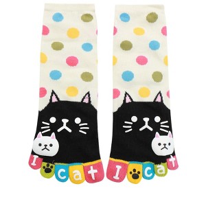 INSPIRE CHIC Women's Elastic Cuffs Stretchy Dots Cat Socks One Size - 1 of 4