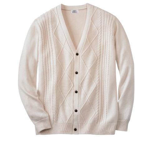 KingSize Men's Big & Tall Shoreman's Cardigan Cable Knit Sweater - Tall -  8XL, Sand Stone Beige