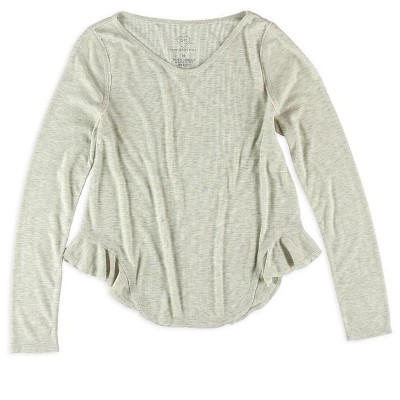 Aeropostale Girls Ribbed Flutter-Hem Basic T-Shirt