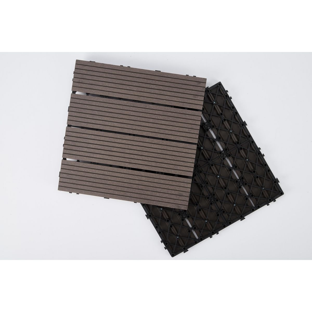 Grooved Interlocking Composite Deck Tiles, Snap-In Outdoor Patio Flooring Tiles for Balcony, Backyard & Walkway Renovation - thumbnail 4
