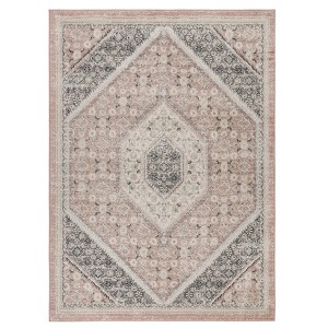 2' X 3' Pink and Cream Medallion Area Rug - 1 of 4