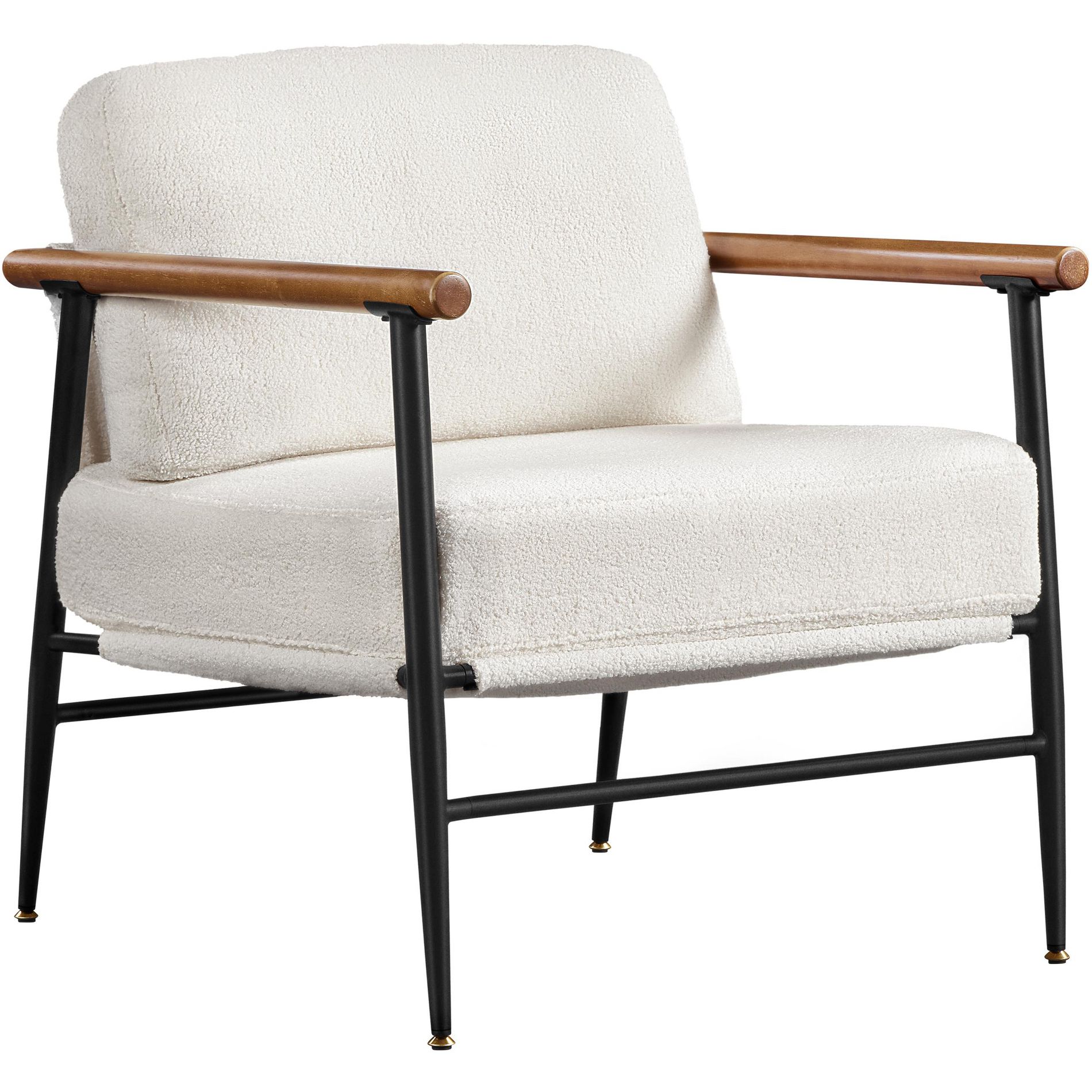 Yaheetech Mid-century Accent Chair Reading Chair with Metal Frame for Living Room, Bedroom, Ivory