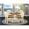 5 Piece Dining Set - Kitchen Table & 4 Chairs - Antique Style Wood Seating - 2 of 4