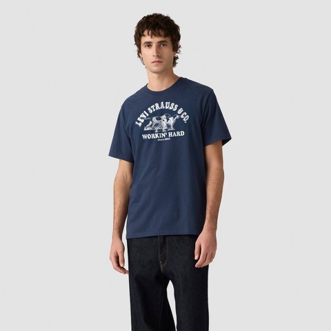 Мужские футболки Levi's Men's Levi's® Relaxed Fit Short Sleeve By Your Side Dog T-Shirt - Navy Blue XL