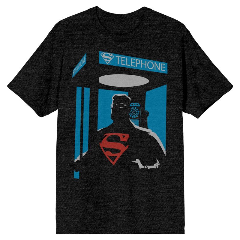 Superman Telephone Box Men's Black Soft T-Shirt, 1 of 4