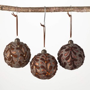 4"H Sullivans Mosaic Leaf Ornament - Set of 3  Multicolored Christmas Ornaments - 1 of 2