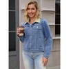 INSPIRE CHIC Women's Faux Fur Collar Fleece Lined Winter Thicken Denim Trucker Jacket - 3 of 4