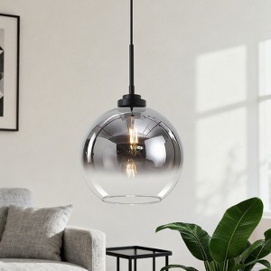 GTCLIGHTING Black Glass Chandeliers,9.75" Modern Pendant Lighting Fixture with adjustable chain for Dining Room, Kitchen, and Bedroom - 1 of 4