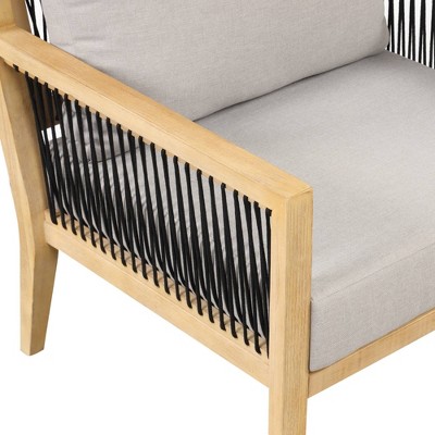 Freya Bohemian Acacia Wood Outdoor Armchair with Cushions